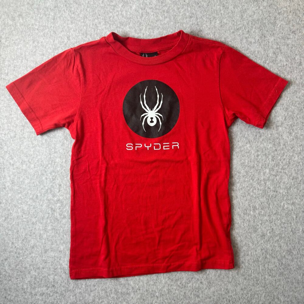 Spyder T-Shirt Boys Size 7/8 Graphic Red Black Streetwear Athletic Athleisure